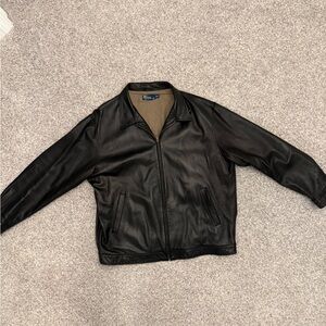 Men's Ralph Lauren Black Leather coat XXL